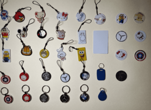 Condo access keychain, stickers, cards
